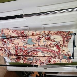 SHEIN Resort Ready Cream and Red Pleated Midi Skirt